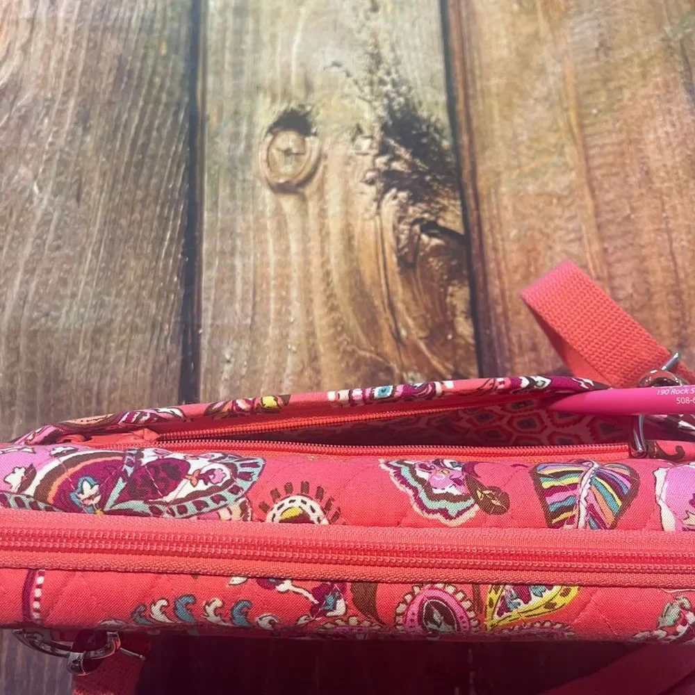 Vera Bradley Call Me Coral Crossbody Tablet Case Paisley Multicolor Cotton